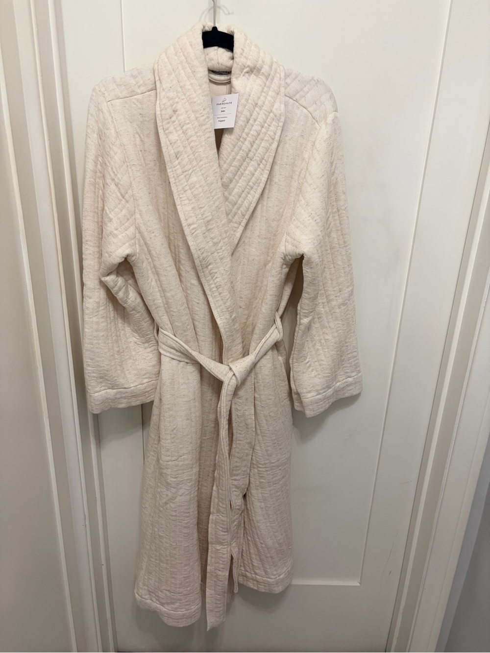 Parachute Cream Quilted Cozy Knit Shawl-Collar Bath Robe Sz M NEW